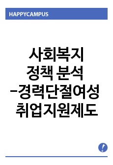 사회복지정책 분석 -경력단절여성 취업지원제도