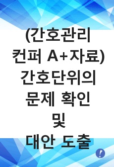 (간호관리학실습 컨퍼 A+자료)간호단위의 문제 확인 및 대안 도출