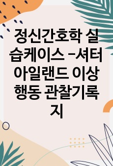 정신간호학 실습케이스 -셔터아일랜드 이상행동 관찰기록지