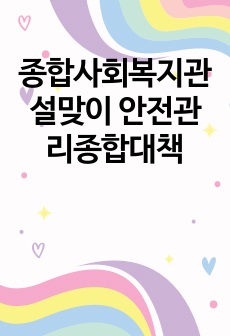 종합사회복지관 설맞이 안전관리종합대책