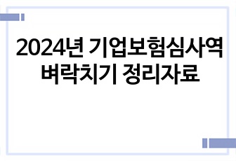 2024년 기업보험심사역 벼락치기 정리자료