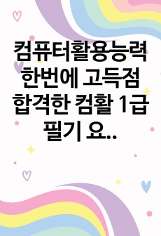 컴퓨터활용능력 한번에 고득점 합격한 컴활 1급 필기 요약본