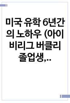미국 유학 6년간의 노하우 (아이비리그 버클리 졸업생, 현재 미국 회사 재직)