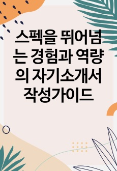 스펙을 뛰어넘는 경험과 역량의 자기소개서 작성가이드