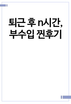 퇴근 후 n시간, 부수입 찐후기