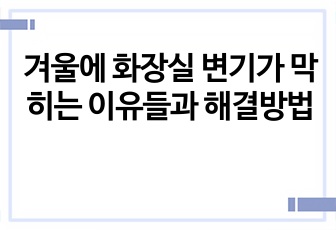 겨울에 화장실 변기가 막히는 이유들과 해결방법