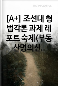 [A+] 조선대 형법각론 과제 레포트 숙제(부동산명의신탁과 횡령죄)