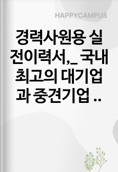 경력사원용 실전이력서,_ 국내최고의 대기업과 중견기업 실제 이직경험자가 헤드헌팅시 사용한 실전 이력서 양식
