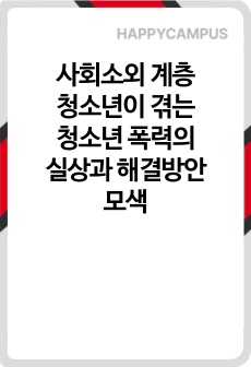 사회소외 계층 청소년이 겪는 청소년 폭력의 실상과 해결방안 모색