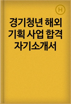 경기청년 해외 기획 사업 합격 자기소개서