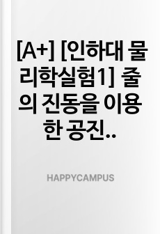 [A+][인하대 물리학실험1] 줄의 진동을 이용한 공진 진동수 결과보고서