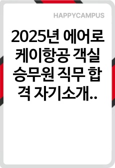 2025년 에어로케이항공 객실승무원 직무 합격 자기소개서