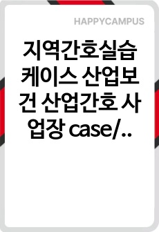 지역간호실습 케이스 산업보건 산업간호 사업장 case/ 화학섬유 방적업/ (BPRS 진단3, 과정1)